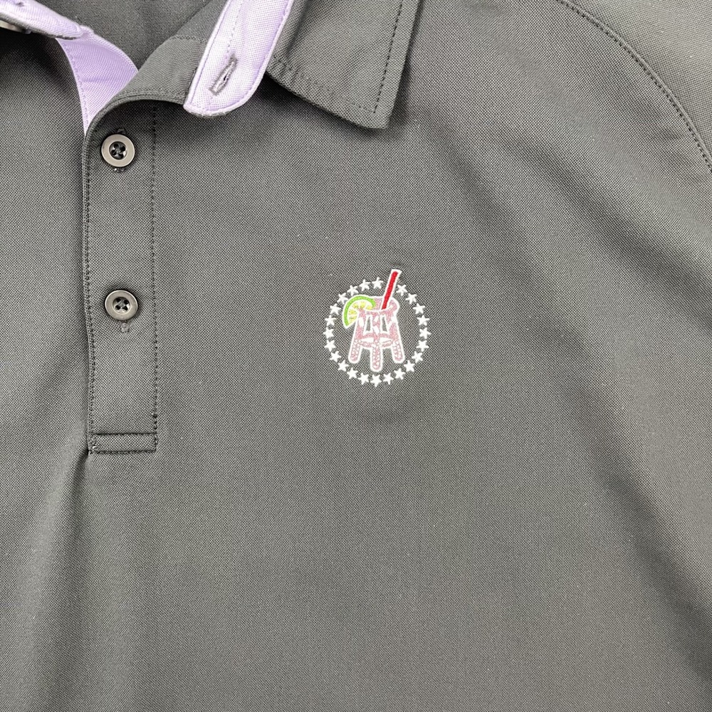 UNRL Polo Shirt Mens XL Black Lavender Barstool Sports Logo Performance Stretch - Picture 4 of 8